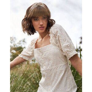 Spartina 449 Catrina Eyelet Dress 100% Cotton Cream Women's Medium